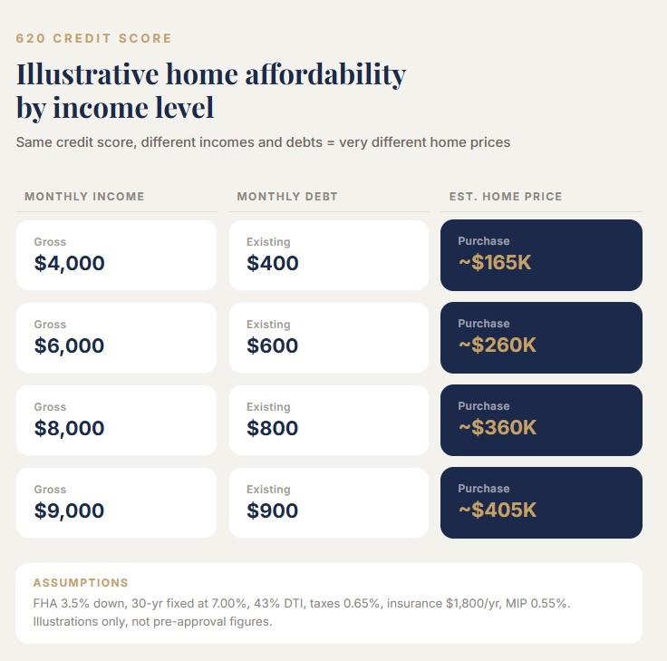 Affordability examples at different income levels